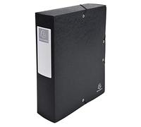 EXACOMPTA - 50831E - 6 Cajas de archivo Exabox con gomas - en cartulina brillante de 600g/m2 - Lomo 8 cm - dimensiones 25 x 33 cm - para documentos A4 - color negro - se entrega montada