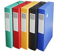 Exacompta - 50910E - 10 cajas de archivo con gomas Scotten - cartulina brillante gofrada 600g/m2 - lomo 6 cm - dimensiones 25 x 33 cm - para A4-5 colores surtidos - se entrega montada