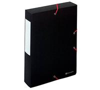 Exacompta - 50911E - 10 archivadores con gomas Scotten - en cartulina gofrada brillante 600g/m2 - lomo 6 cm - dimensiones 25 x 33 cm - para documentos A4 - color negro - se entregan montados