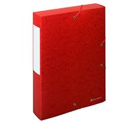 Exacompta - 50915E - 10 cajas de archivo con gomas Scotten - en cartulina brillante gofrada 600g/m2 - lomo 6 cm - dimensiones 25 x 33 cm - para documentos A4 - color rojo - se entrega montada