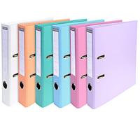 Exacompta - 53044E - Caja de 10 archivadores de palanca Prem'Touch A4 - Lomo de 50 mm - Mecánico de 55 mm - Dimensiones externas: 32 x 29 x 5 cm - Formato de archivo A4-6 colores pastel surtidos