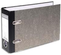 Exacompta - 53111E - 1 archivador de palanca horizontal A5 papel jaspeado gris - lomo 70mm - mecánico 75mm - Dimensiones externas: 17,5x29x7cm - Formato para archivo A5 - Color gris - lomo negro