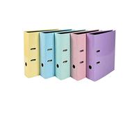 Exacompta 53560E Aquarel Prem'Touch - Lote de 10 Archivadores de palanca con tapa de cartón forrado e interior negro, lomo de 8 cm, A4, colores pasteles surtidos