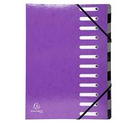 Exacompta 53926E - Clasificador Harmonika 12 pestañas y cierre con gomas, Gama Polipropileno Iderama, Color Morado