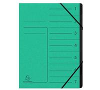 Exacompta 540703E - Archivador grapado con gomas (7 compartimentos, interior en cartulina reciclada, tamaño A4, color verde