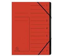 Exacompta 540705E - Archivador grapado con gomas (7 compartimentos, interior en cartulina reciclada, tamaño A4, color rojo
