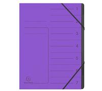 Exacompta 540708E - Archivador grapado con gomas (7 compartimentos, interior en cartulina reciclada, tamaño A4, color morado