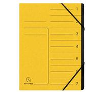 Exacompta 540709E - Archivador grapado con gomas (7 compartimentos, interior en cartulina reciclada, tamaño A4, color amarillo