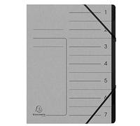 Exacompta 540711E - Archivador grapado con gomas (7 compartimentos, interior en cartulina reciclada, tamaño A4, color gris