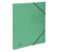 Exacompta 542553E - Archivador de 2 anillas de 1,5 cm de ancho y 2 cm de ancho en cartulina brillante con impresión de líneas, cierre por 2 gomas para mantener documentos. Color Verde