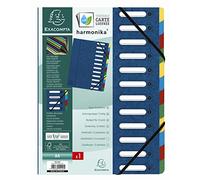 Exacompta - 55122E - Caja de 6 clasificadores HARMONIKA - con bandas elásticas y ventanas recortadas - cartulina brillante - reverso expandible - 12compartimentos - A4 - tamaño 24,5x32cm - color azul