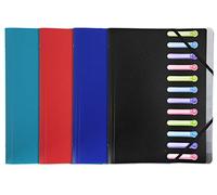 Exacompta - 55180E - 1 carpeta Opak - 3 solapas - con gomas y ventanas troqueladas - tapa e interior en PP - 12 compartimentos - dim 25x32cm - para A4 - colores aleatorios