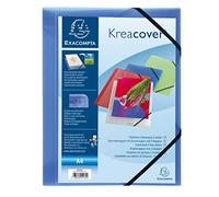 Exacompta - 55182E - Pack de 5 subcarpetas elásticas Kreacover - bolsillos con 3 solapas - en polipropileno translúcido - dimensiones 24 x 32 cm para documentos formato A4 - color azul