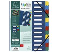 Exacompta 55242E - Clasificador harmonika con ventanas con gomas, 24 compartimentos, azul