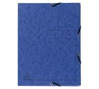 Exacompta 55402E - Carpeta elástica con 3 solapas con impresión de líneas en la cubierta para identificación de carpetas en cartulina lustrada, 355 g/m2, color azul