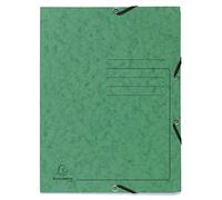 Exacompta 55403E - Carpeta elástica con 3 solapas con impresión de líneas en la cubierta para identificación de carpetas en cartulina lustrada, 355 g/m2, color verde