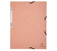 Exacompta - 55527E - Caja de 25 subcarpetas con gomas elásticas - bolsillos con 3 solapas - en cartulina brillo 400 g/m2 Aquarel - dimensiones 24 x 32 cm para documentos en formato A4 - color coral