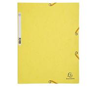 Exacompta - 55529E - Caja de 25 subcarpetas con gomas elásticas - bolsillos con 3 solapas - en cartulina brillo 400 g/m2 - dimensiones 24 x 32 cm para documentos formato A4 - color amarillo limón