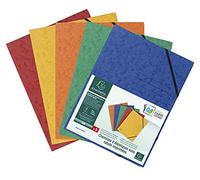 Exacompta 555410E - Lote de 5 Carpetas elásticas sin solapas, cartulina brillante de 355 g/m2, para archivar documentos A4, color azul, amarillo, naranja, rojo y verde
