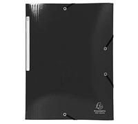 Exacompta - 55821E - Caja de 25 subcarpetas elásticas Iderama - Capacidad Maxi 3 bolsillos con tapeta - en cartulina plastificada brillante 425 g/m2 - tamaño 24 x 32 cm para formato A4 - color negro