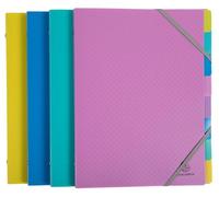 Exacompta 56190E Forever Young - Caja de 8 clasificadores, 3 solapas con gomas - cubierta e interior de polipropileno reciclado - 8 compartimentos - Dim 25 x 32 cm - para tamaño A4 - surtidos