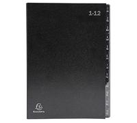 Exacompta 57012e Pult carpeta ordonator, A4, 12 compartimentos, 24 x 34 cm, cartón, negro