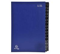 Exacompta - 57042E - 1 clasificador Ordonator - tapa dura - interior de cartulina negra - fichas numéricas plastificadas del 1 al 31-32 compartimentos - tamaño 25x33 cm - para A4 - color azul