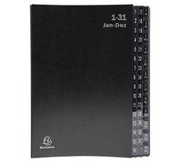 Exacompta 57044E - Carpeta de reciclaje (cartón extrafuerte, 44 compartimentos, 1-31 y 1-12/enero de diciembre, para DIN A4, pestañas reforzadas con plástico, diseño de ángel, color negro)