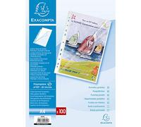 Exacompta 5800E - Estuche de 100 fundas con multitaladros y apertura lateral completa, A4
