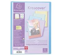 Exacompta - 5810E - 1 funda para documentos personalizable Kreacover Pastel - 20fundas de cristal liso - 40vistas - para A5 - tamaño 18x23cm - funda de polipropileno semirrígido - 5colores aleatorios