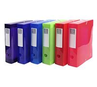 Exacompta - 59680E - 6 archivadores con gomas Iderama - de polipropileno semitranslúcido - fondo 8 cm - dimensiones 25 x 33 cm - para A4-6 colores surtidos - se entregan montados