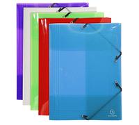 Exacompta 59700E Carpeta (Crystal Colors, 3 solapas, elástica, PP 500µ, A3, 29.7 x 42 cm) 1 pieza, colores surtidos