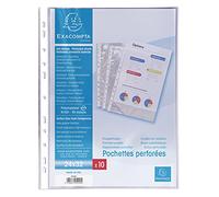 Exacompta 5990E - Bolsa de 10 fundas con multitaladros, A4, 24 x 32 cm