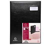 Exacompta - 654765E - 1 Bloc de firma Fixapage - funda de PVC expandido - sistema de fijación - 24 tarjeteros rosas con 2 perforaciones - tamaño 24x32 cm - color negro