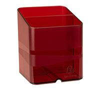 Exacompta 67724D - 10 Portalápices con 2 compartimentos de diferente tamaño y altura para adaptarse a todos sus utensilios - 74x74x93mm - PEN-CUBE - Rojo carmín translúcido