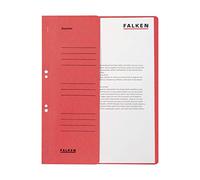 Exacompta 80003817001F FALKEN - Archivador con ojales de arriba hacia abajo, tamaño A4, 210 x 297 mm, papel manila reciclado de 250 g/m², media cubierta para identificación, 50 unidades, color rojo