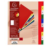 Exacompta - 84E - Separadores de polipropileno con 10 pestañas impresas digitalmente del 1 al 10 en color - Ficha imprimible - Formato para archivar A4 maxi - Dimensiones 24,5 x 29,7 cm