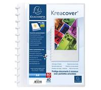 Exacompta - 86471E - 1 carpeta de fundas extraíble con anillas con 40 bolsillos granulados desmontables - 80 vistas - para A4 - tamaño 24,5x31cm - tapa dura personalizable Kreacover - color blanco