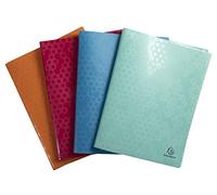Exacompta - 88740E - Pack de 4 protectores de documentos Maïa - 40 bolsillos de cristal liso - 80 vistas - para A4-24x32 cm - funda semirrígida de polipropileno reciclado - 4 colores surtidos