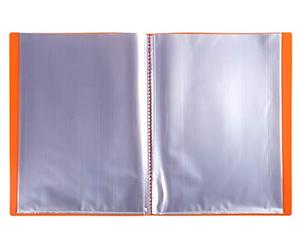 Exacompta 88824E - Lote de 8 carpetas de plástico opaco para DIN A4 con 80 fundas de cristal, perfectas para la escuela y la oficina, 1 unidad, color naranja