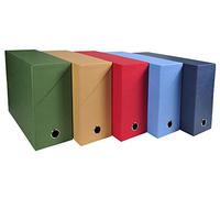 Exacompta - 89420E - Set de 5 Cajas Transfer Canvas - Fondo 120 mm - Con Ojal Metálico - Para Formato A4 - Dimensiones 25,5 x 34 x 12 cm - Colores Surtidos - Se Entrega Montado