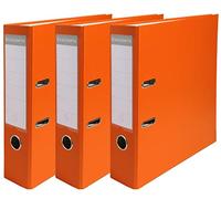 Exacompta - 918414SE - Juego de 3 archivadores de palanca - Lomo de 80 mm - Formato de archivo A4 - Exterior de polipropileno/Interior de papel - Naranja