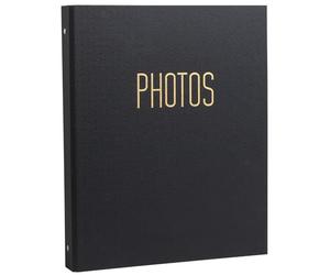 Exacompta - Álbum de fotos Office By Me Binder Ref 17601E - 120 fotos - 60 páginas negras - Formato 32 x 26 cm - Tapa de papel texturizado con reflejos brillantes - Marcado dorado - Color negro