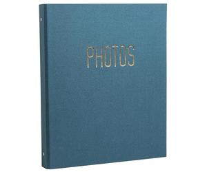 Exacompta - Álbum de fotos Office By Me Binder Ref 17603E - 120 fotos - 60 páginas negras - Formato 32 x 26 cm - Tapa de papel texturizado con reflejos brillantes - Marcado dorado - Color azul pato