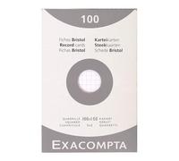 Exacompta Bristol - Tarjeta de registro, Cuadrícula (5x5), 100 x 150 mm, paquete de 100 tarjetas, Cuadrícula (5x5), Blanco, 100 x 150 mm, paquete de 100 tarjetas