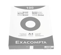 Exacompta Bristol - Tarjeta de registro, Cuadrícula (5x5), A4, paquete de 100 tarjetas, Cuadrícula (5x5), Blanco, A4, paquete de 100 tarjetas
