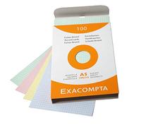 Exacompta Bristol - Tarjeta de registro, Cuadrícula (5x5), A5, paquete de 100 tarjetas, Cuadrícula (5x5), Surtido, A5, paquete de 100 tarjetas