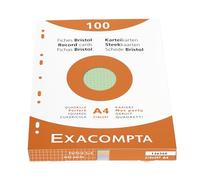 Exacompta Tarjetas de registro Bristol A4 cuadriculadas y perforadas paquete 100 surtido