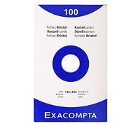 Exacompta Bristol - Tarjeta de registro, Liso, 125 x 200 mm, paquete de 100 tarjetas, Liso, Blanco, 125 x 200 mm, paquete de 100 tarjetas