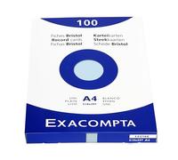 Exacompta Bristol - Tarjeta de registro, Liso, A4, paquete de 100 tarjetas, Liso, Azul, A4, paquete de 100 tarjetas